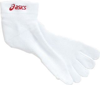 【ASICS/アシックス】 5本指パイルスーパーベリーショートソックス ホワイトxレッド ユニセックス アシックス